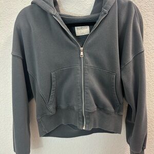 Abercrombie Cropped Gray Zip-Up Hoodie